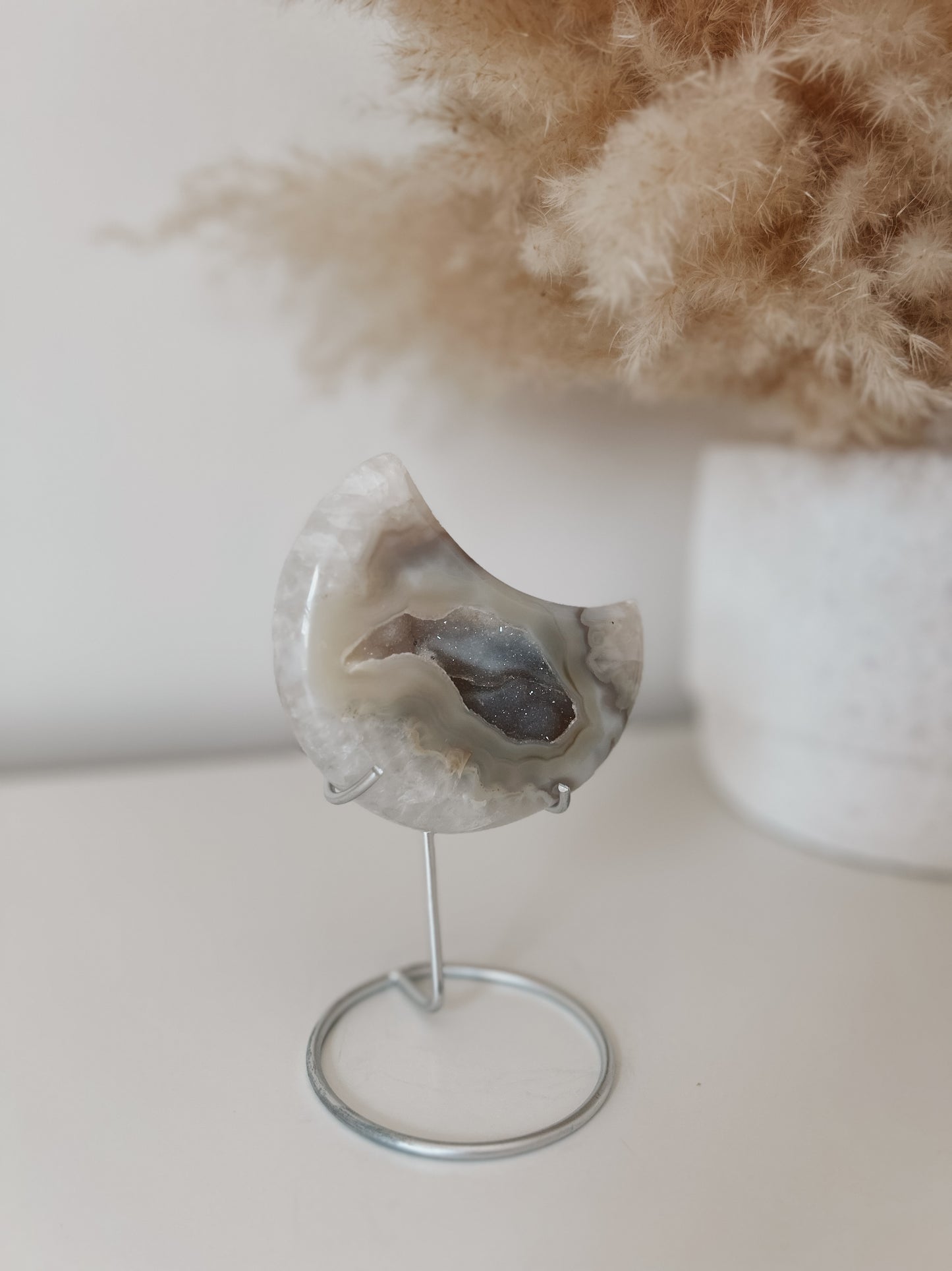 White & Blue Agate Moon