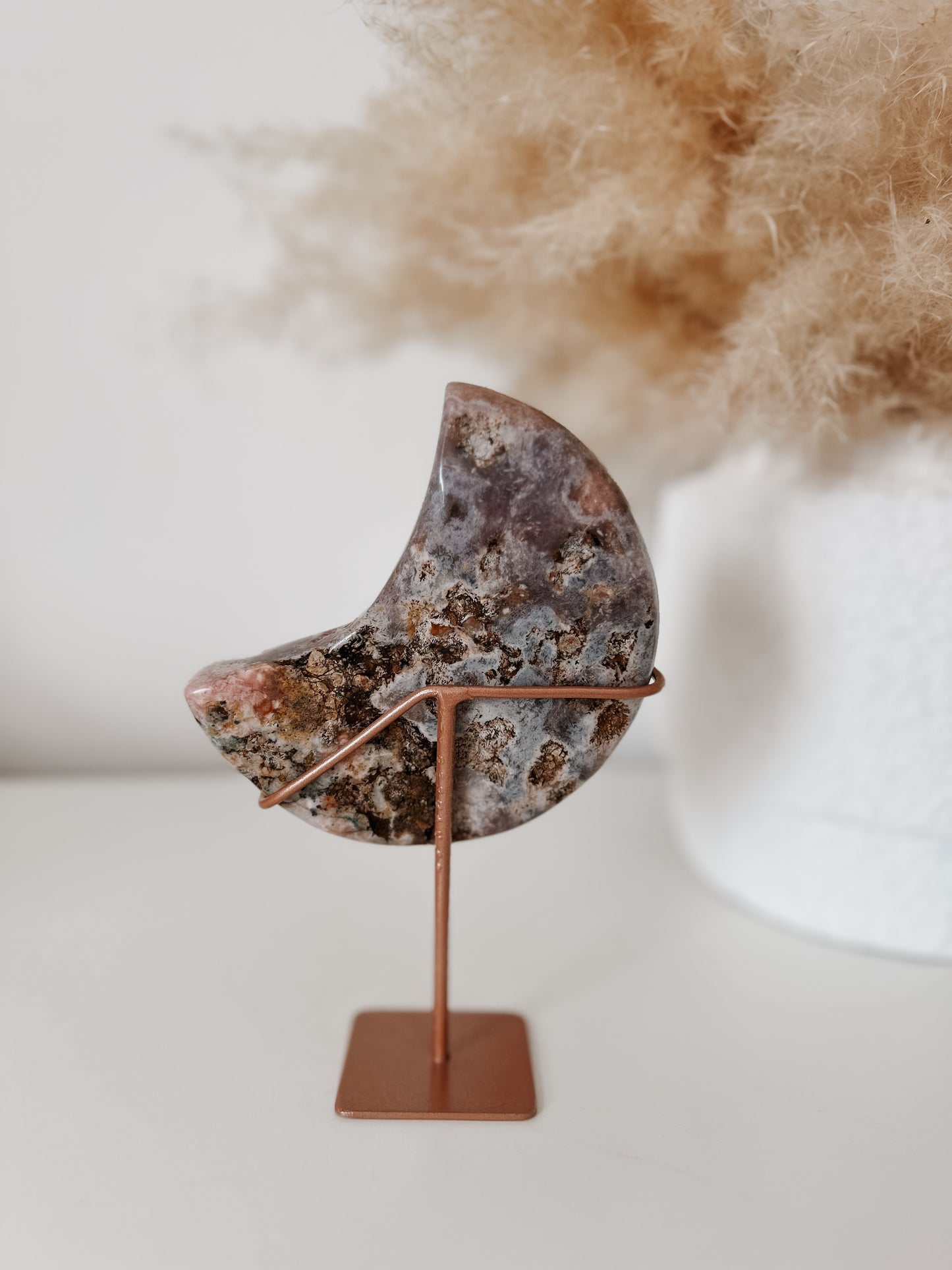 Pink Amethyst Moon on Stand