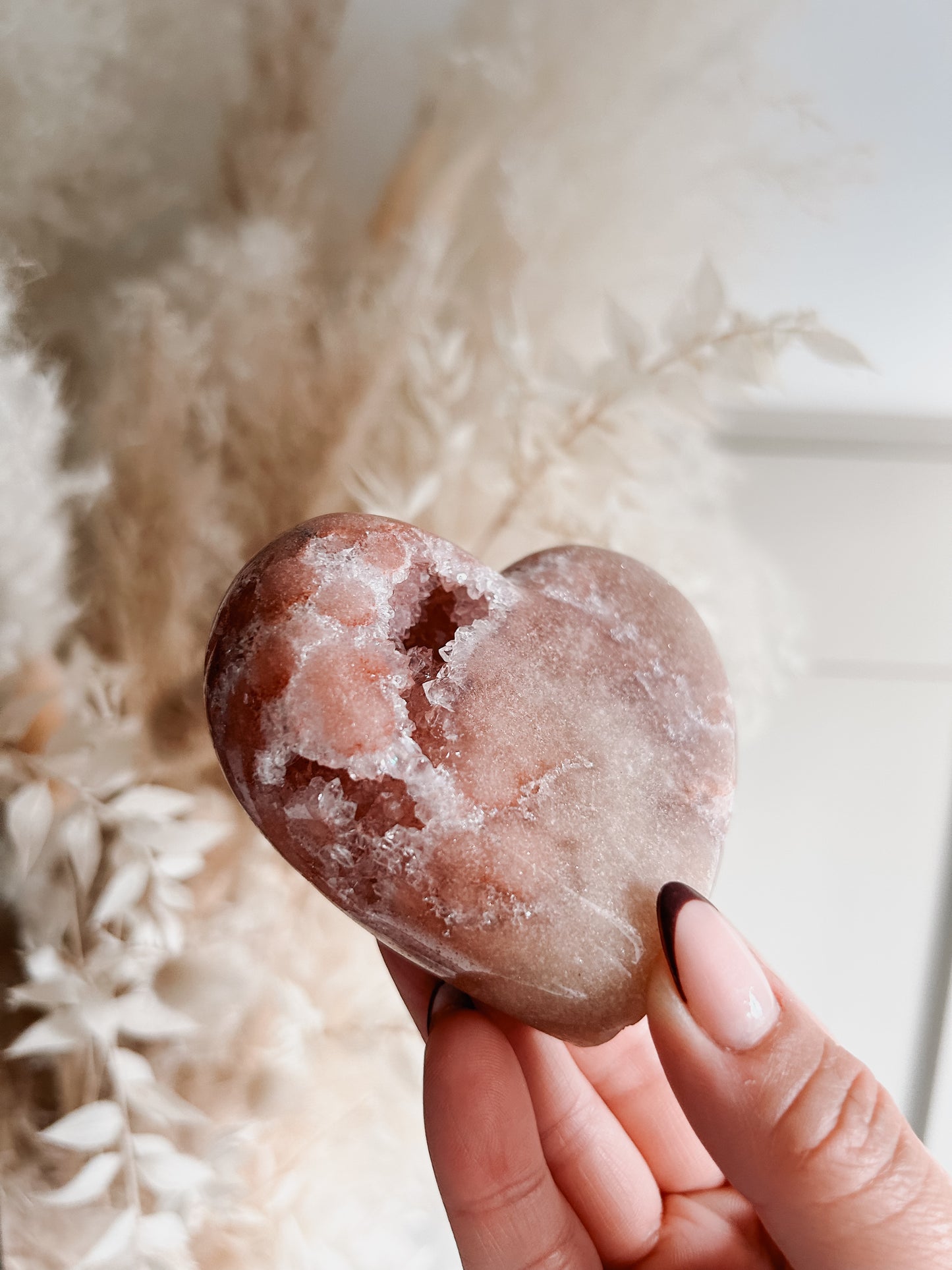 Pink Amethyst Heart on Stand