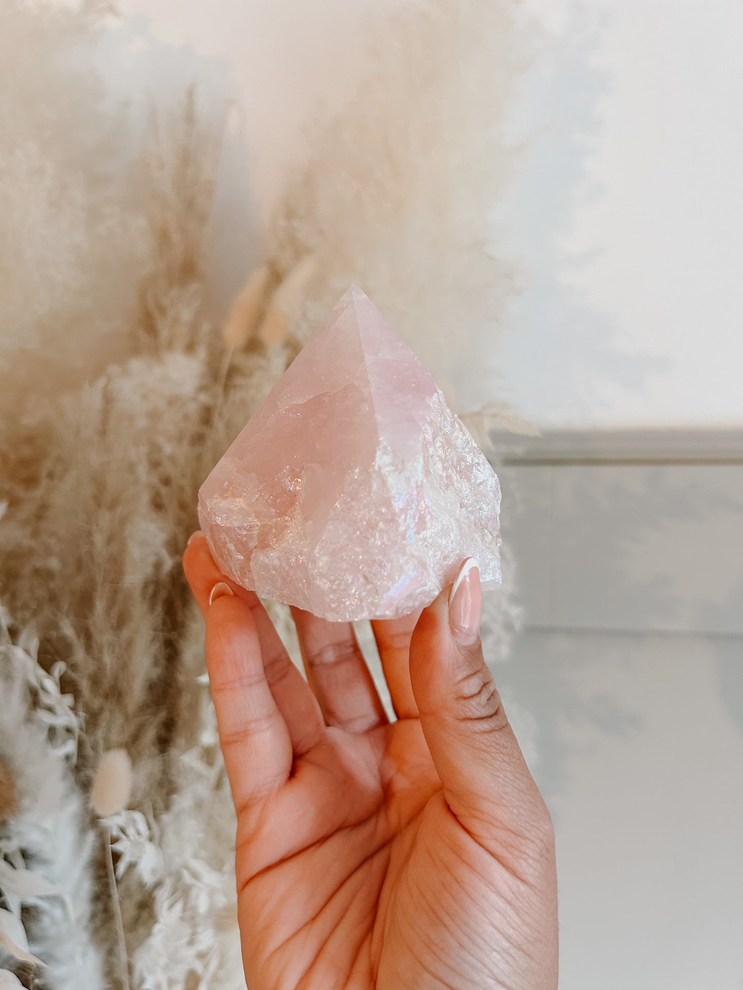 Aura Rose Quartz Polished Point
