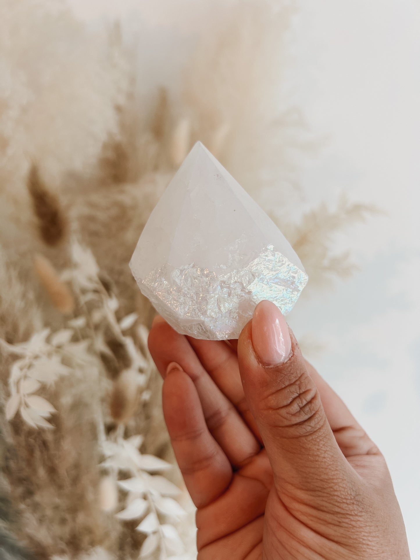 Aura Milky Quartz Raw Polished Point
