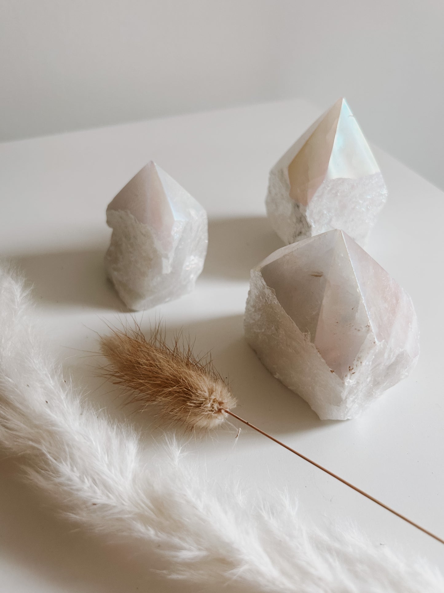 Aura Milky Quartz Raw Polished Point