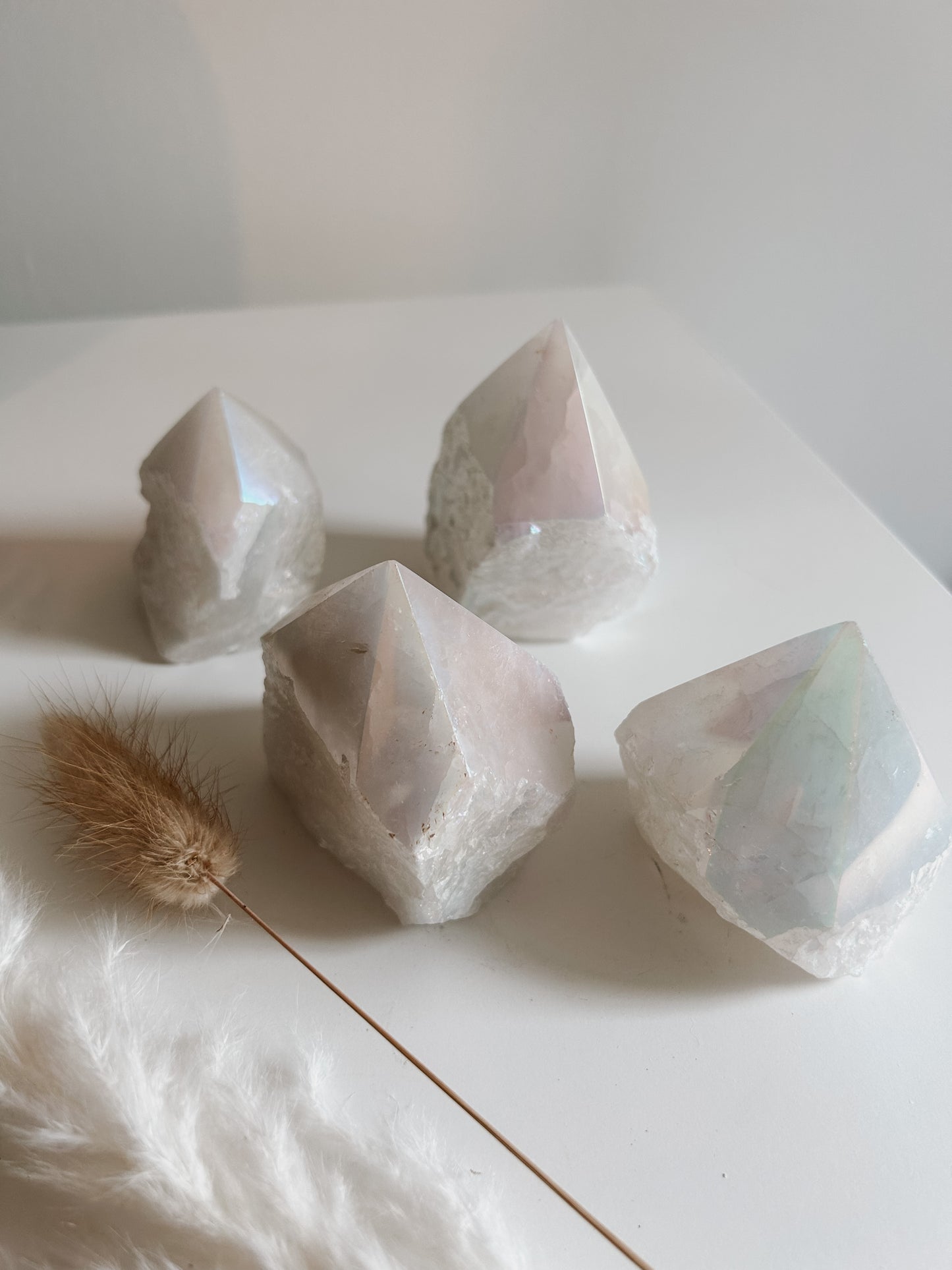 Aura Milky Quartz Raw Polished Point