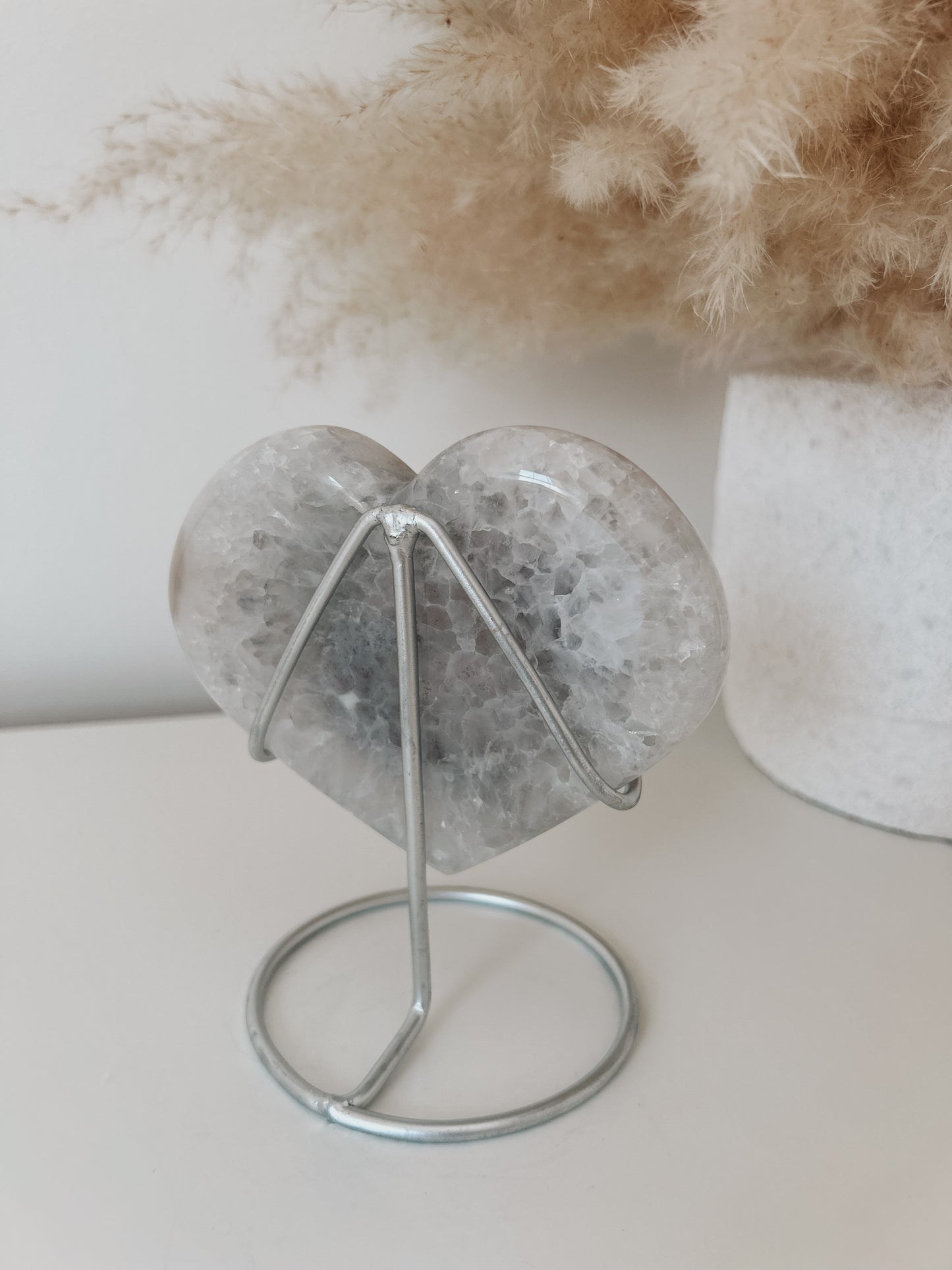 White & Mauve Agate Heart