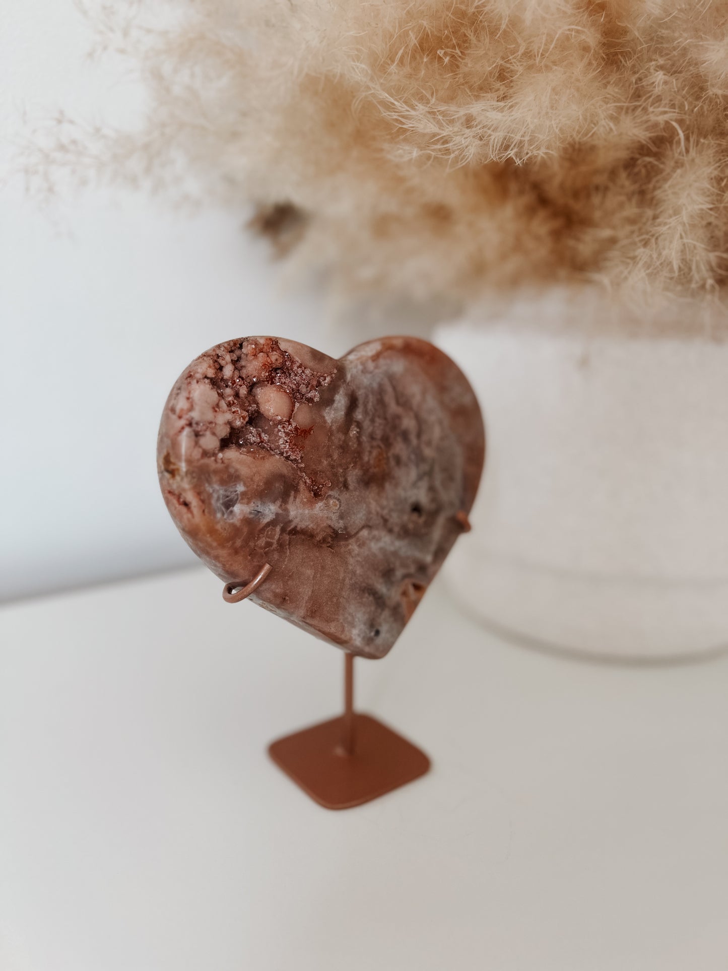 Pink Amethyst Heart on Stand