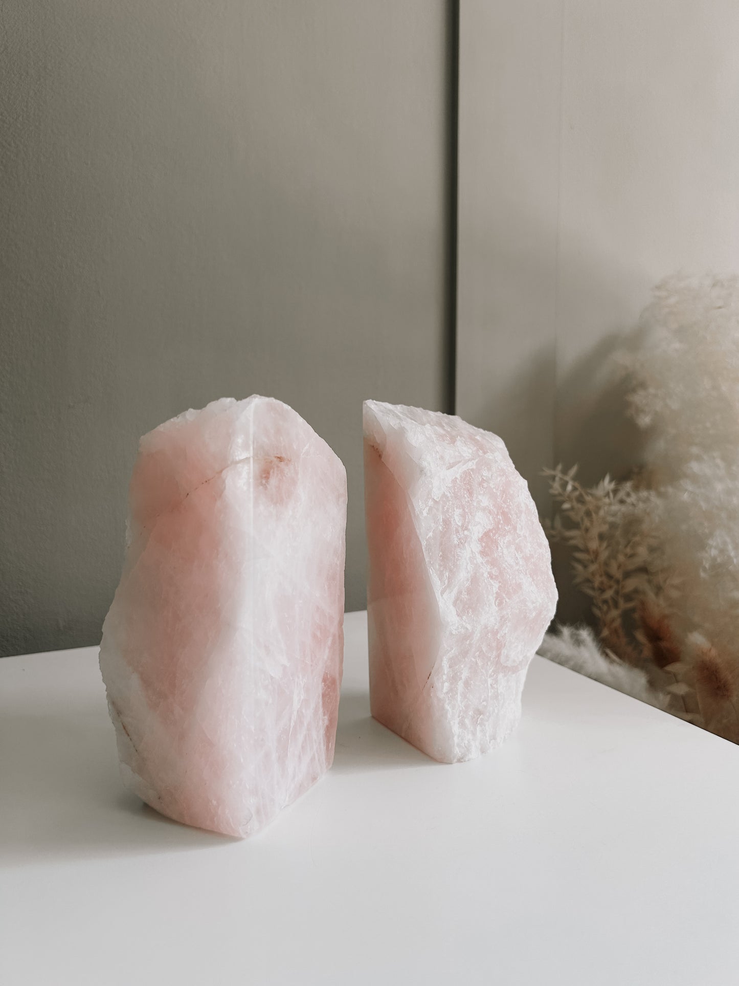 Rose Quartz Raw Book End