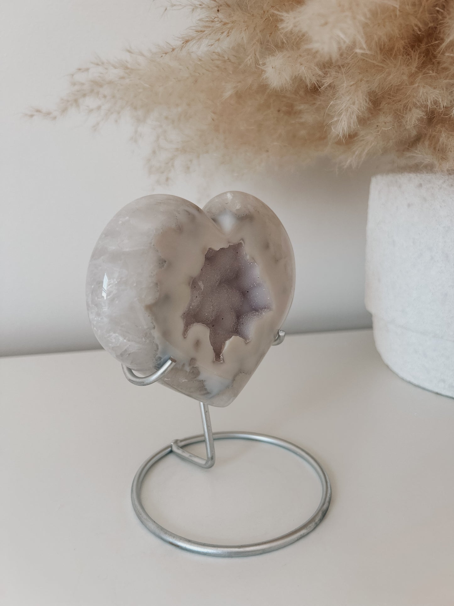 White & Mauve Agate Heart