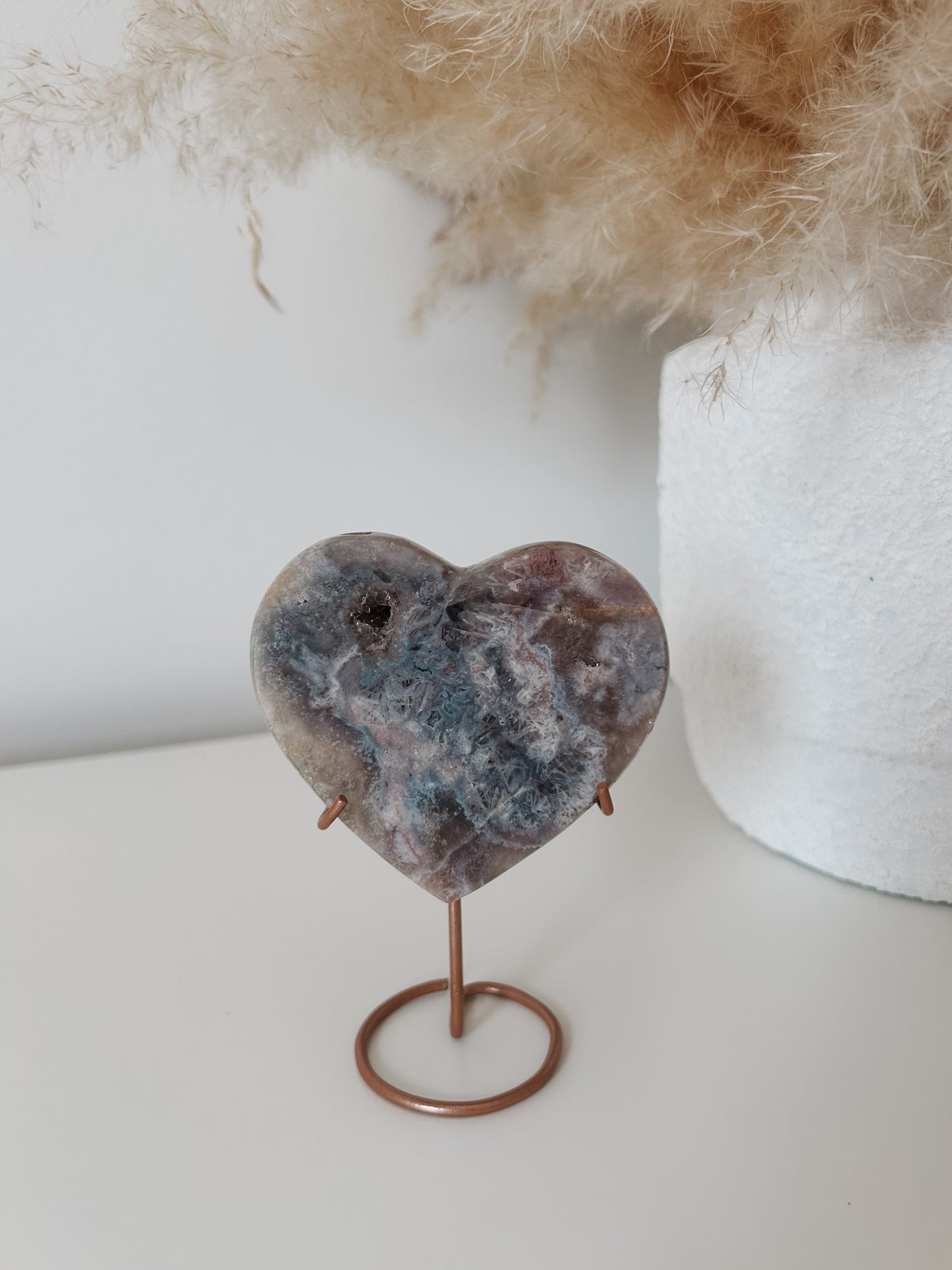 Pink Amethyst Heart on Stand