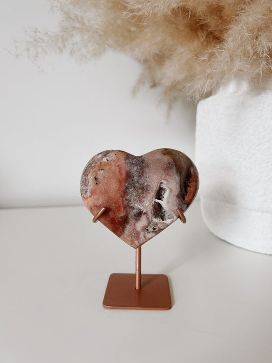 Pink Amethyst Heart on Stand