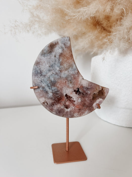Pink Amethyst Moon on Stand