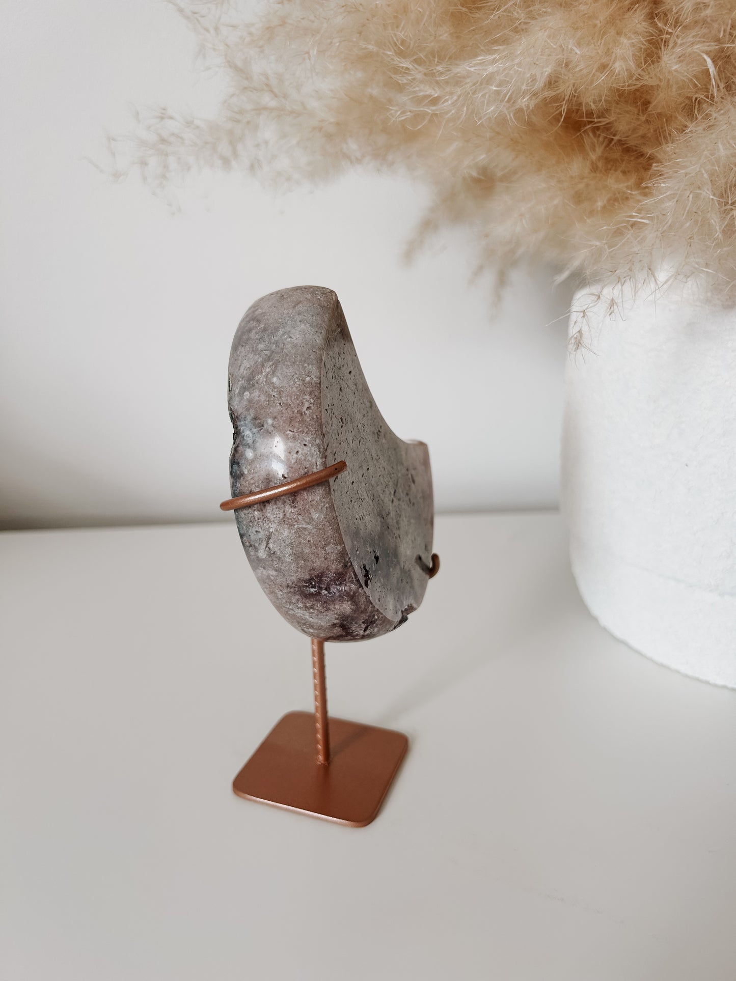 Pink Amethyst Moon on Stand