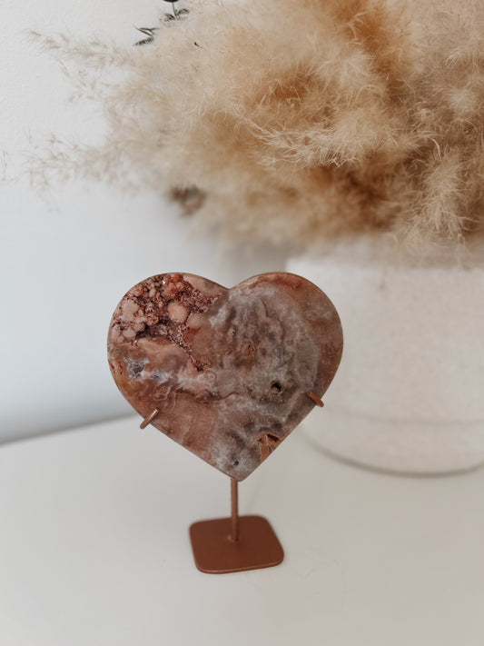 Pink Amethyst Heart on Stand