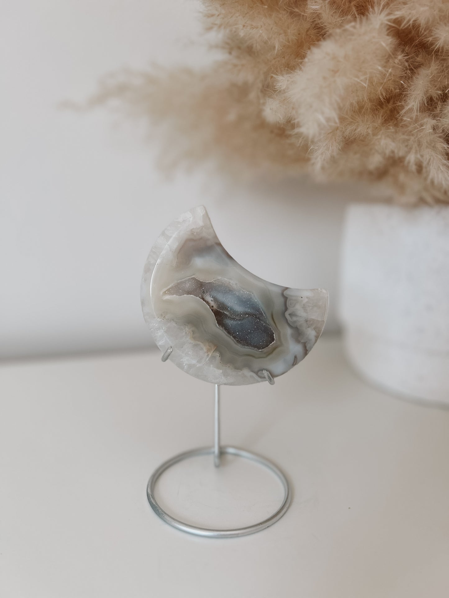 White & Blue Agate Moon