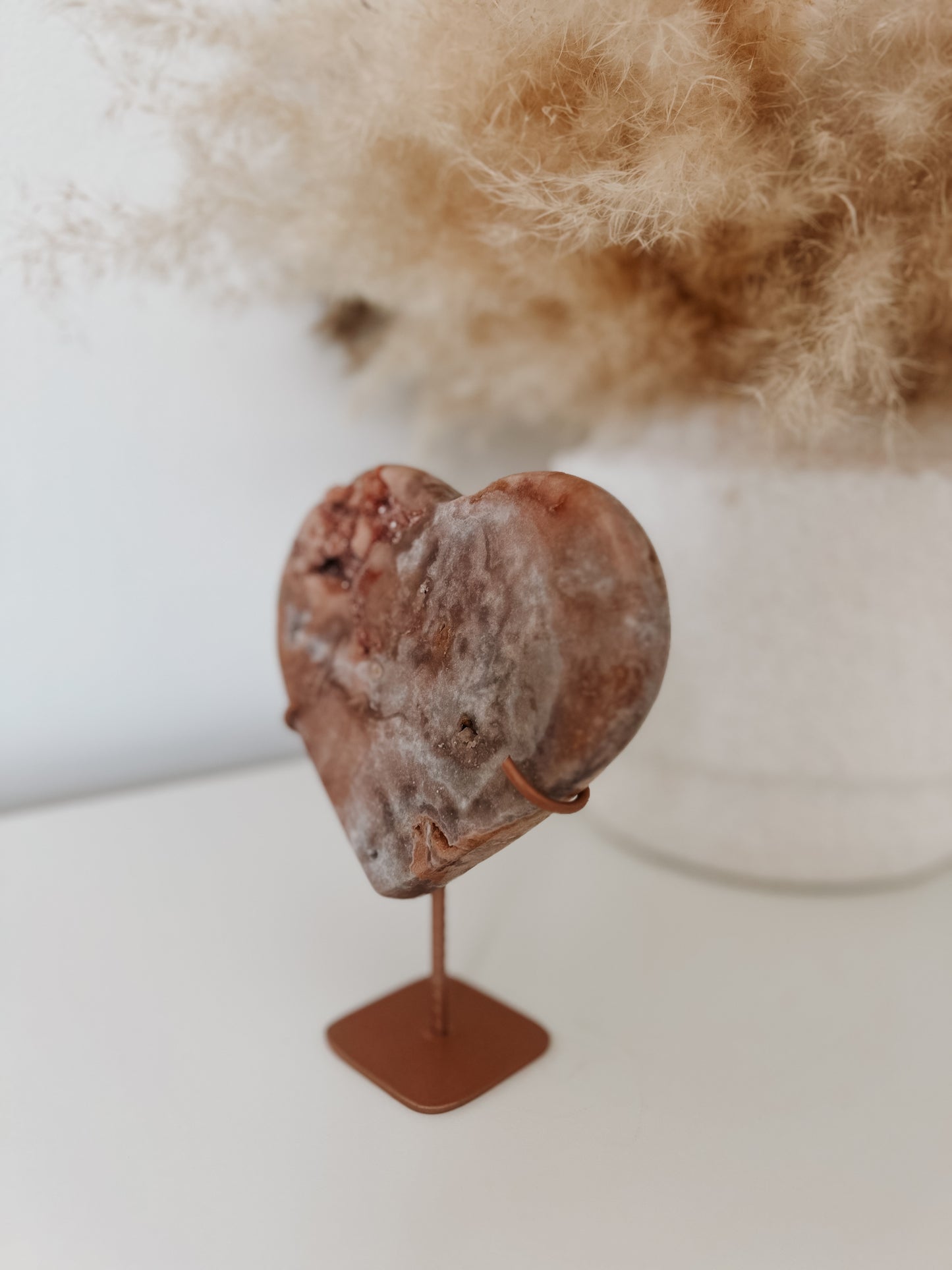 Pink Amethyst Heart on Stand