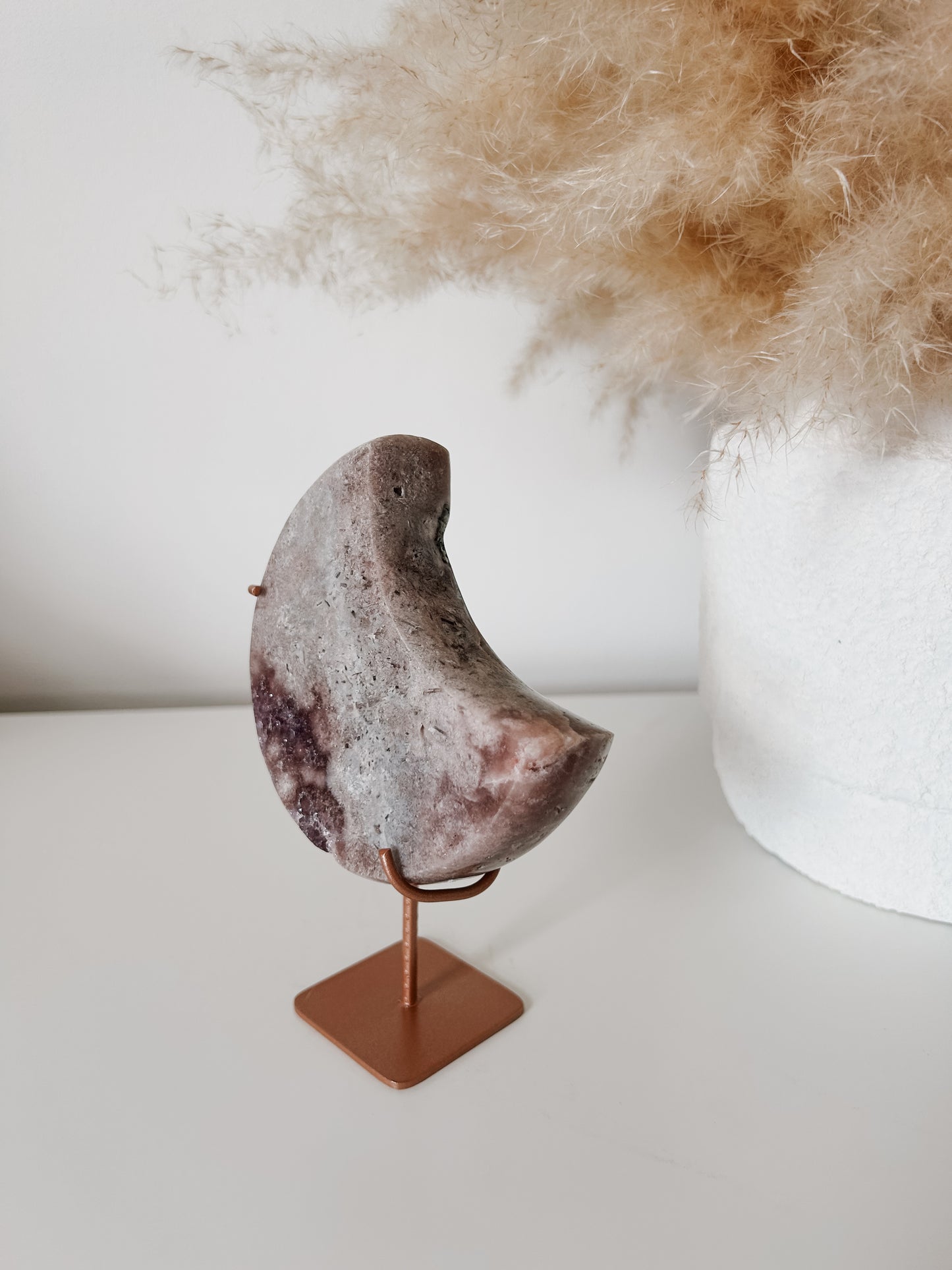 Pink Amethyst Moon on Stand