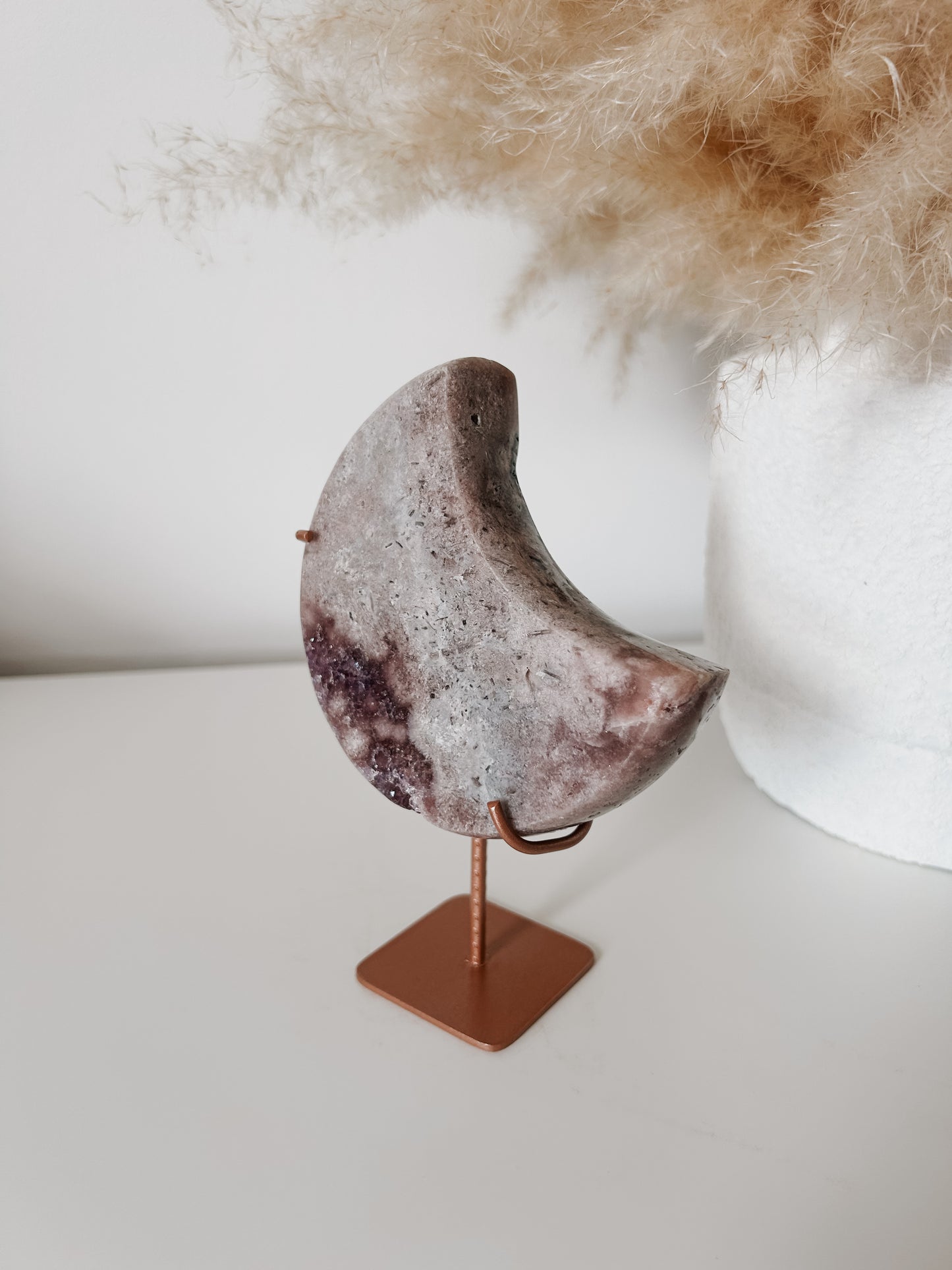 Pink Amethyst Moon on Stand