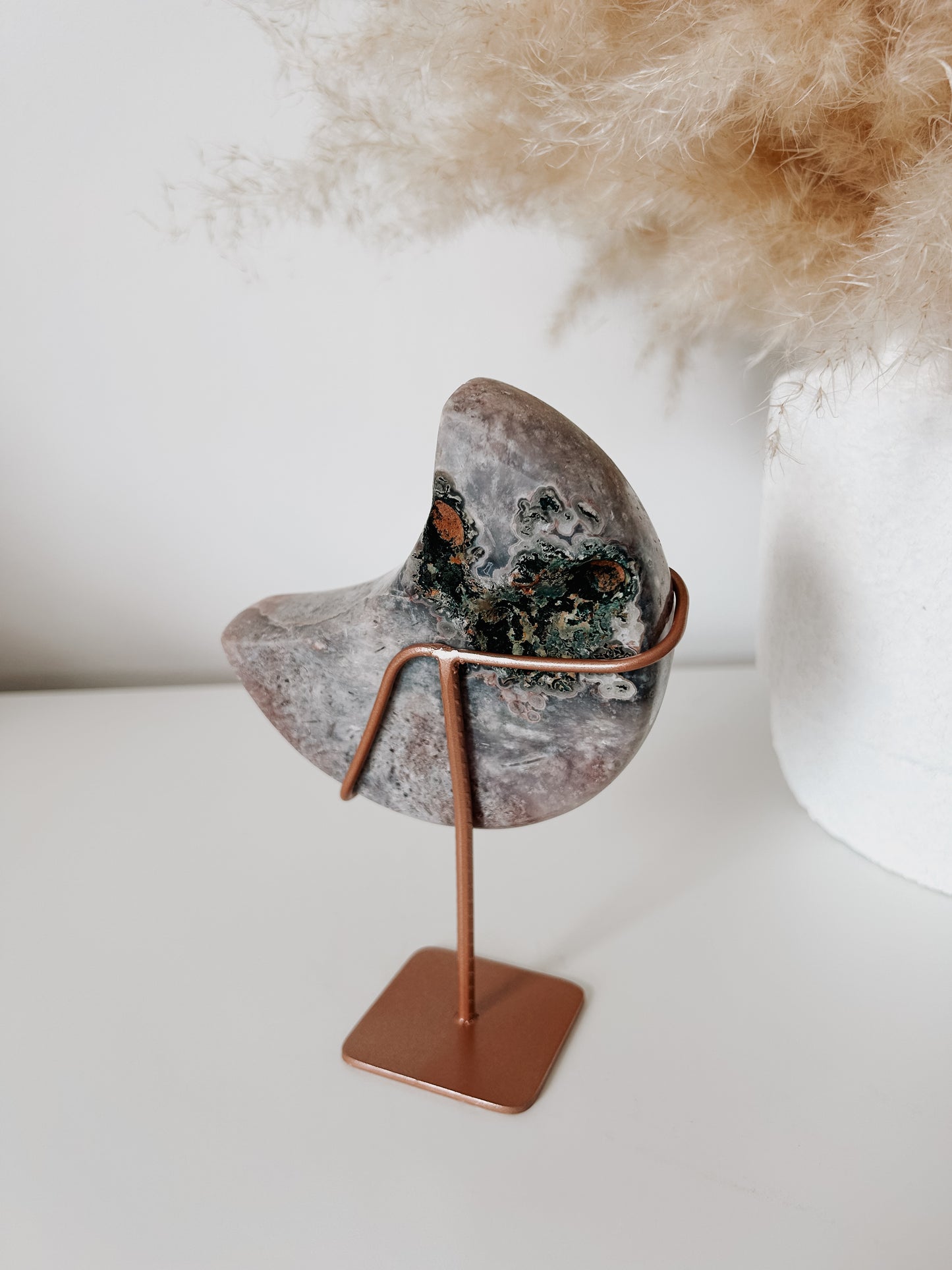 Pink Amethyst Moon on Stand