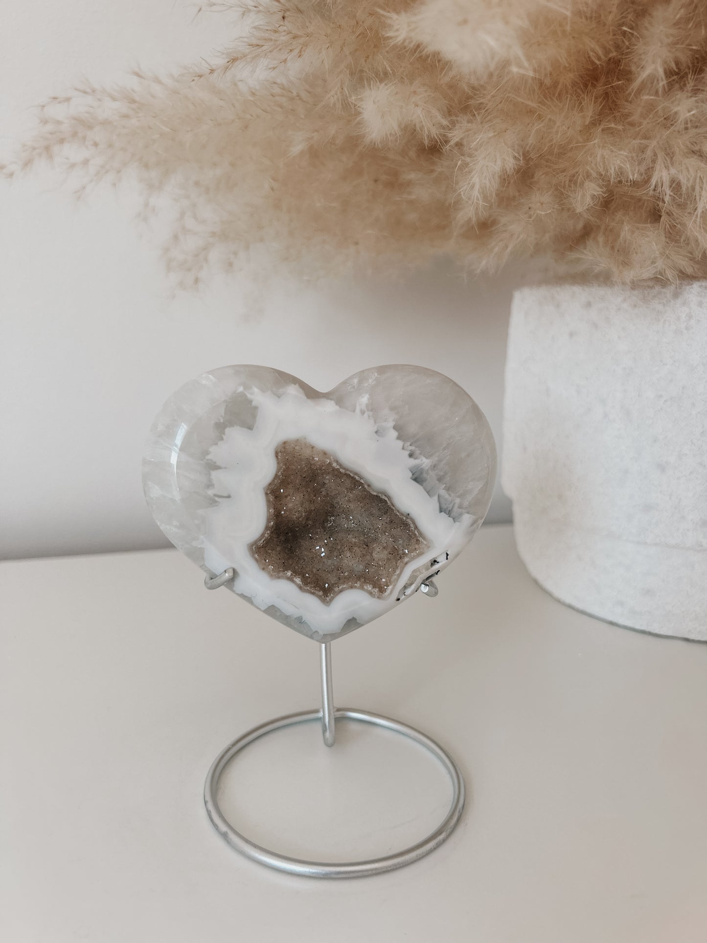 White & Brown Agate Heart