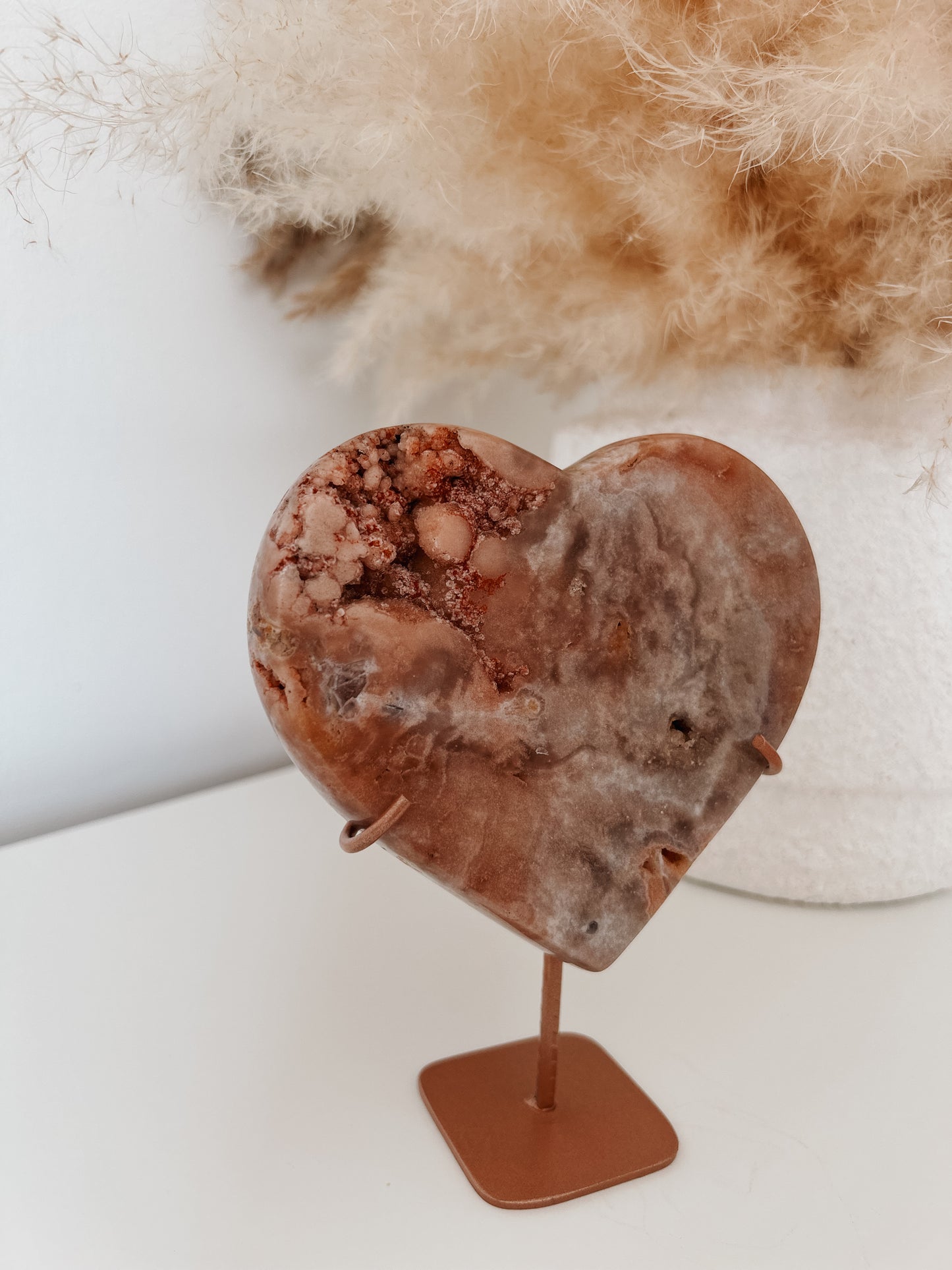 Pink Amethyst Heart on Stand