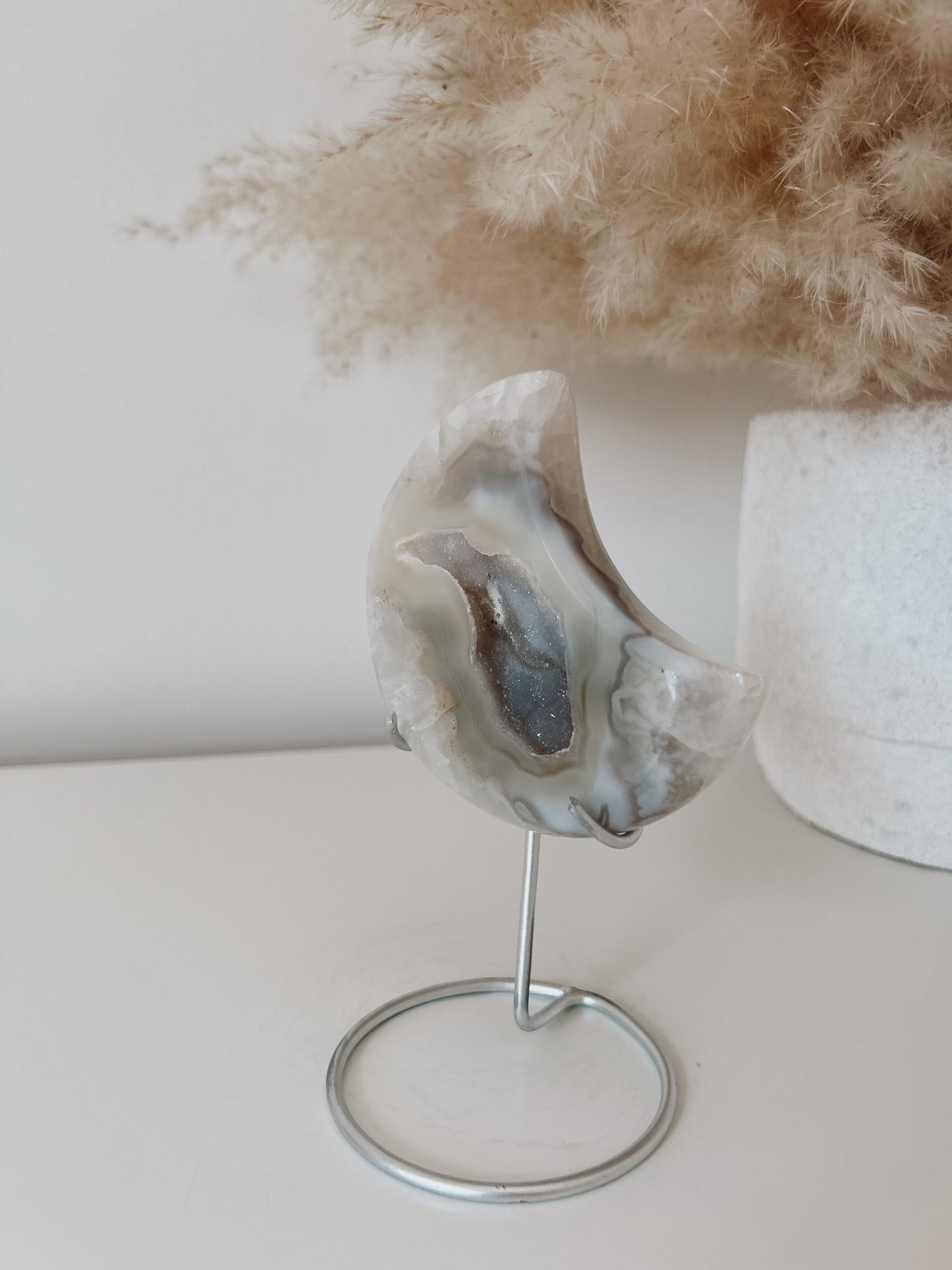 White & Blue Agate Moon