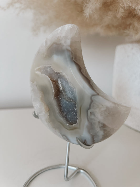 White & Blue Agate Moon