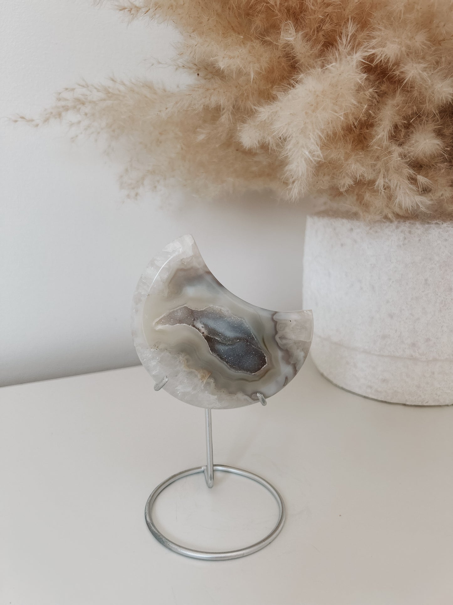 White & Blue Agate Moon