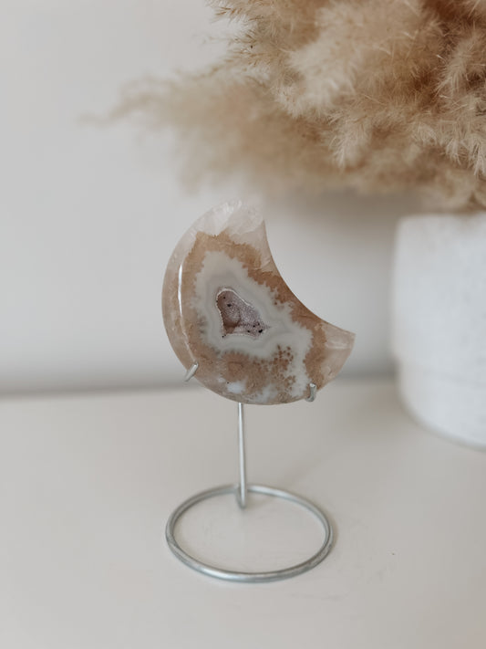 White & Brown Agate Moon