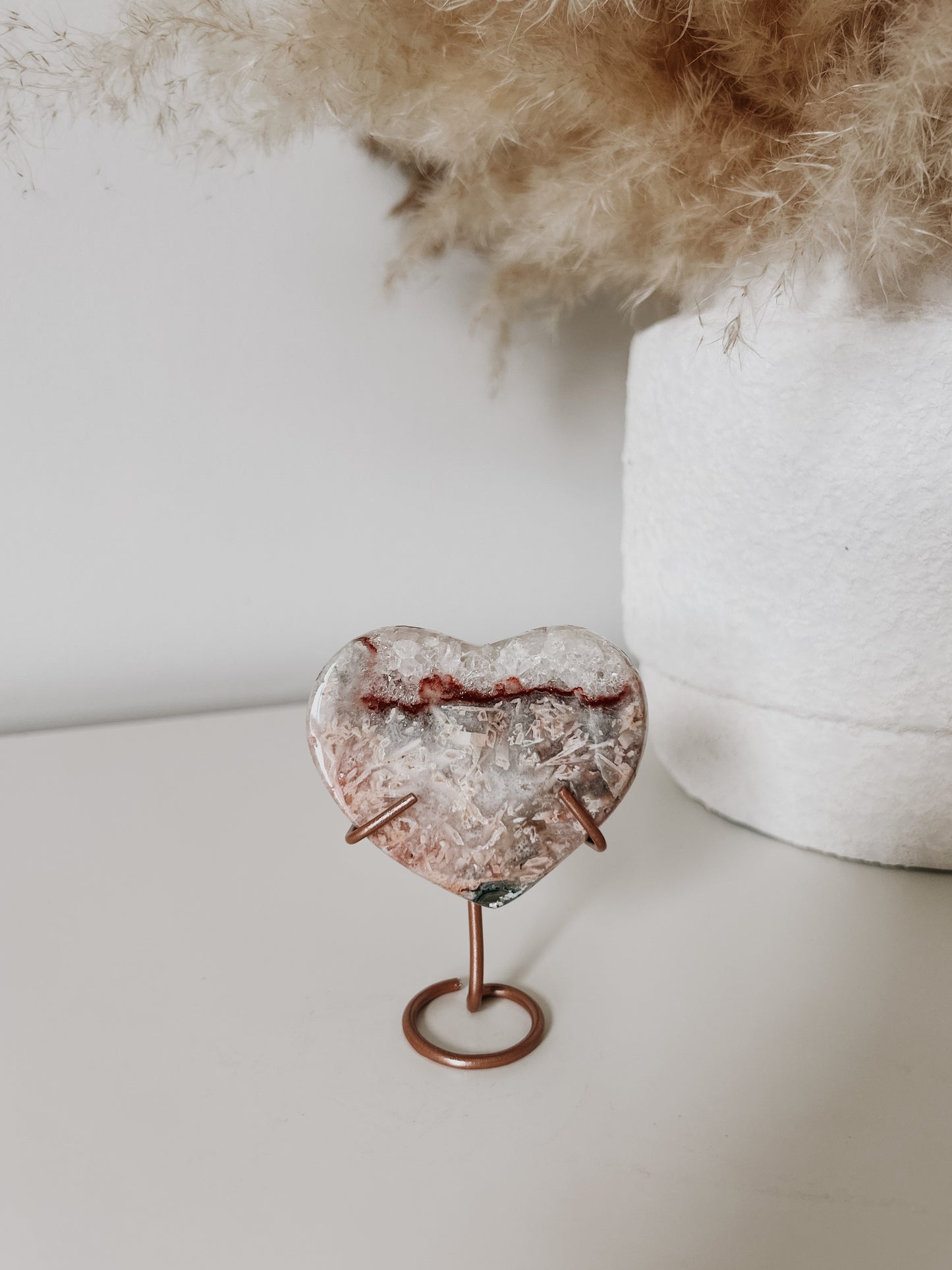 Pink Amethyst Heart on Stand