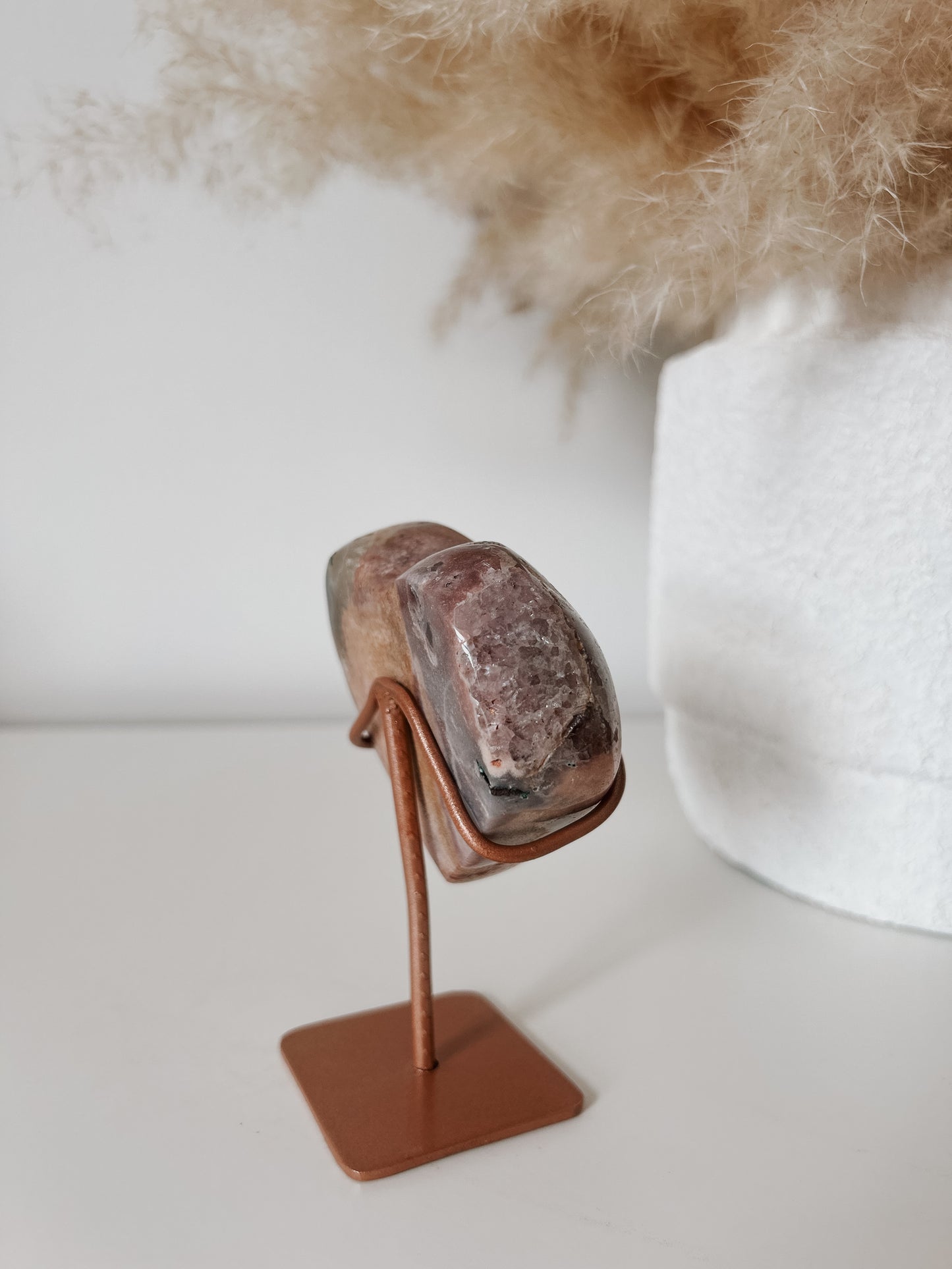 Pink Amethyst Heart on Stand