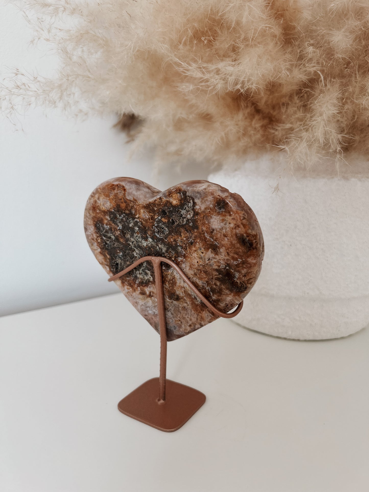 Pink Amethyst Heart on Stand
