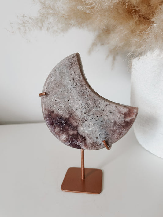 Pink Amethyst Moon on Stand
