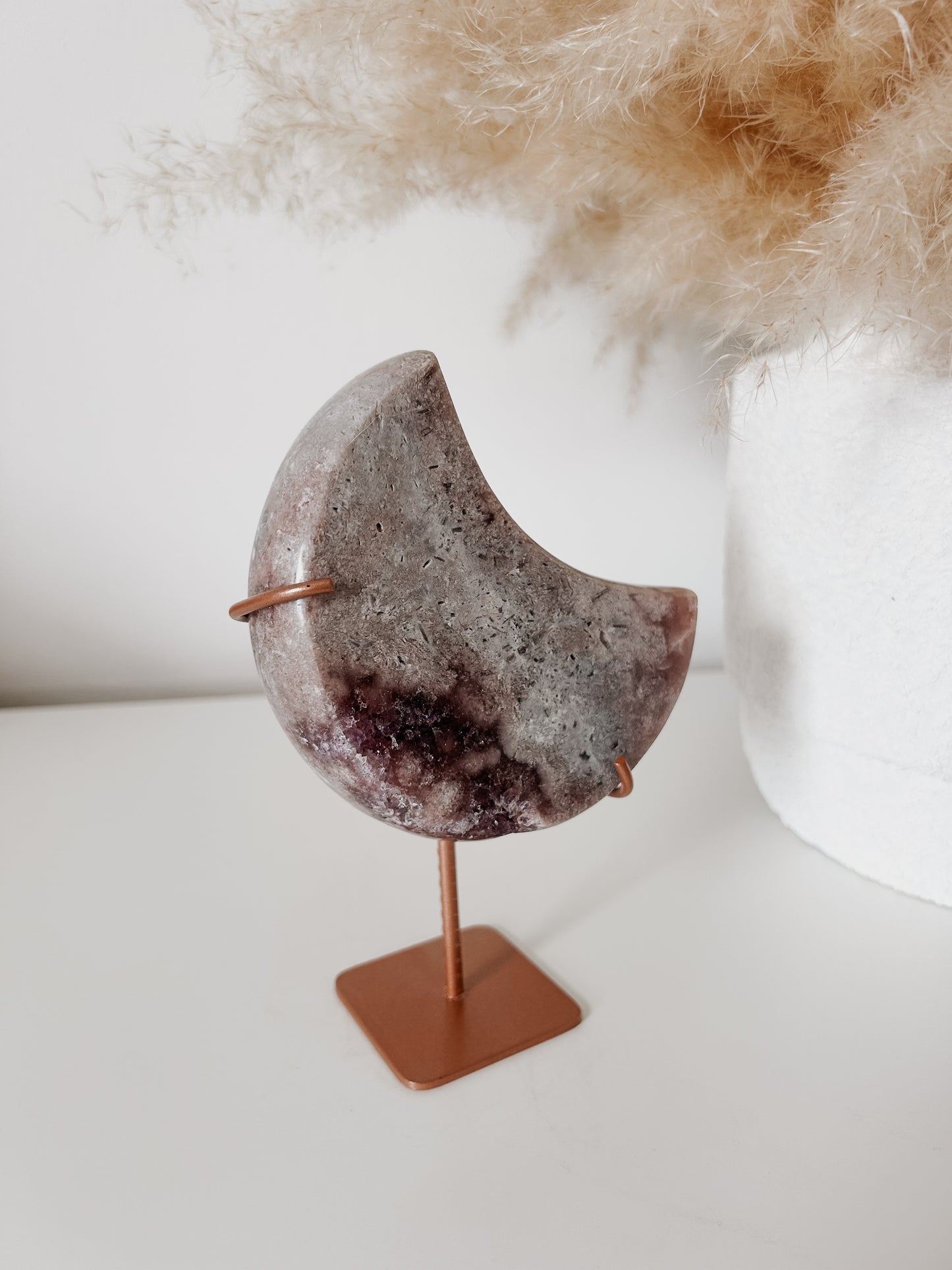 Pink Amethyst Moon on Stand
