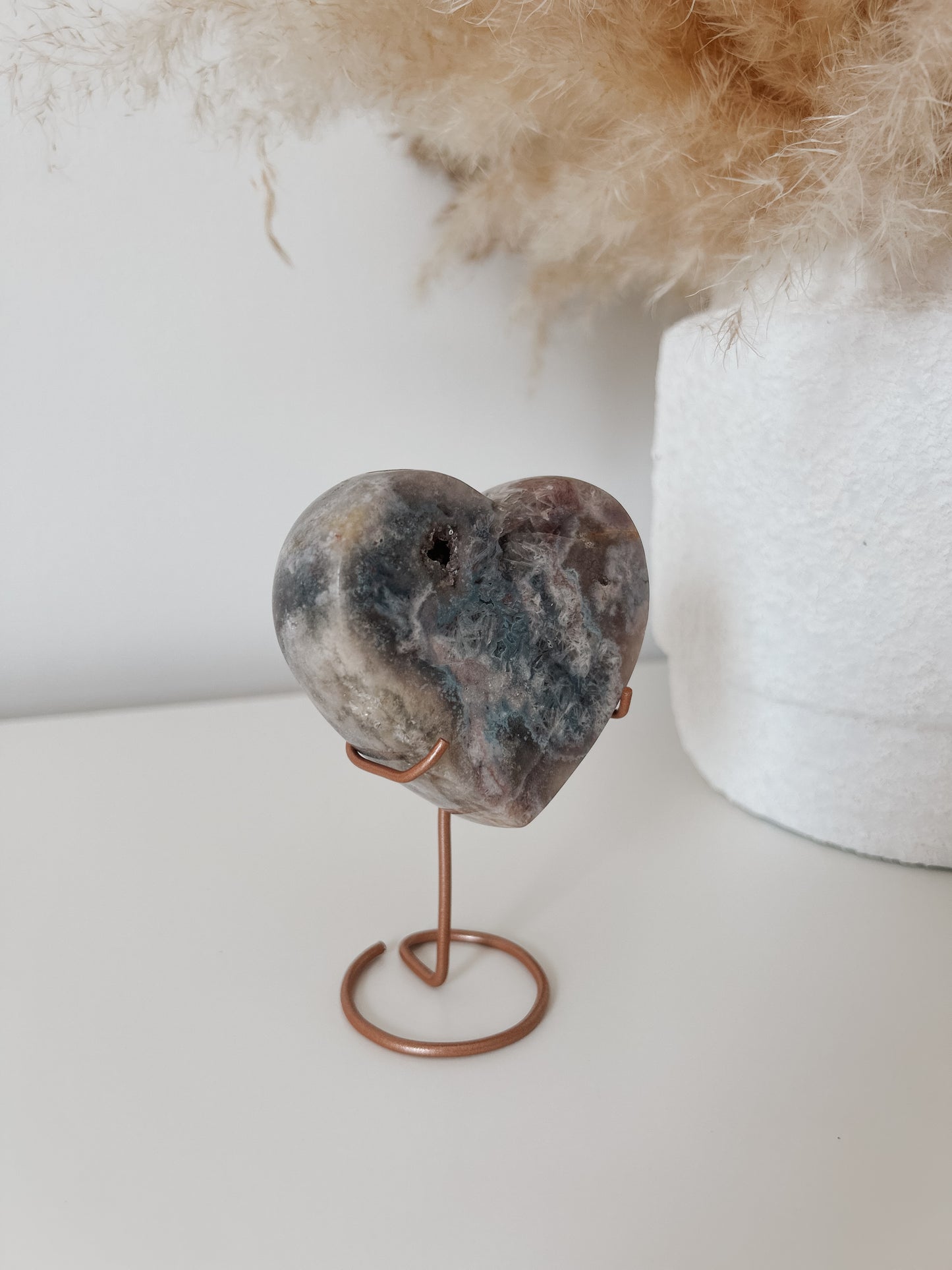 Pink Amethyst Heart on Stand