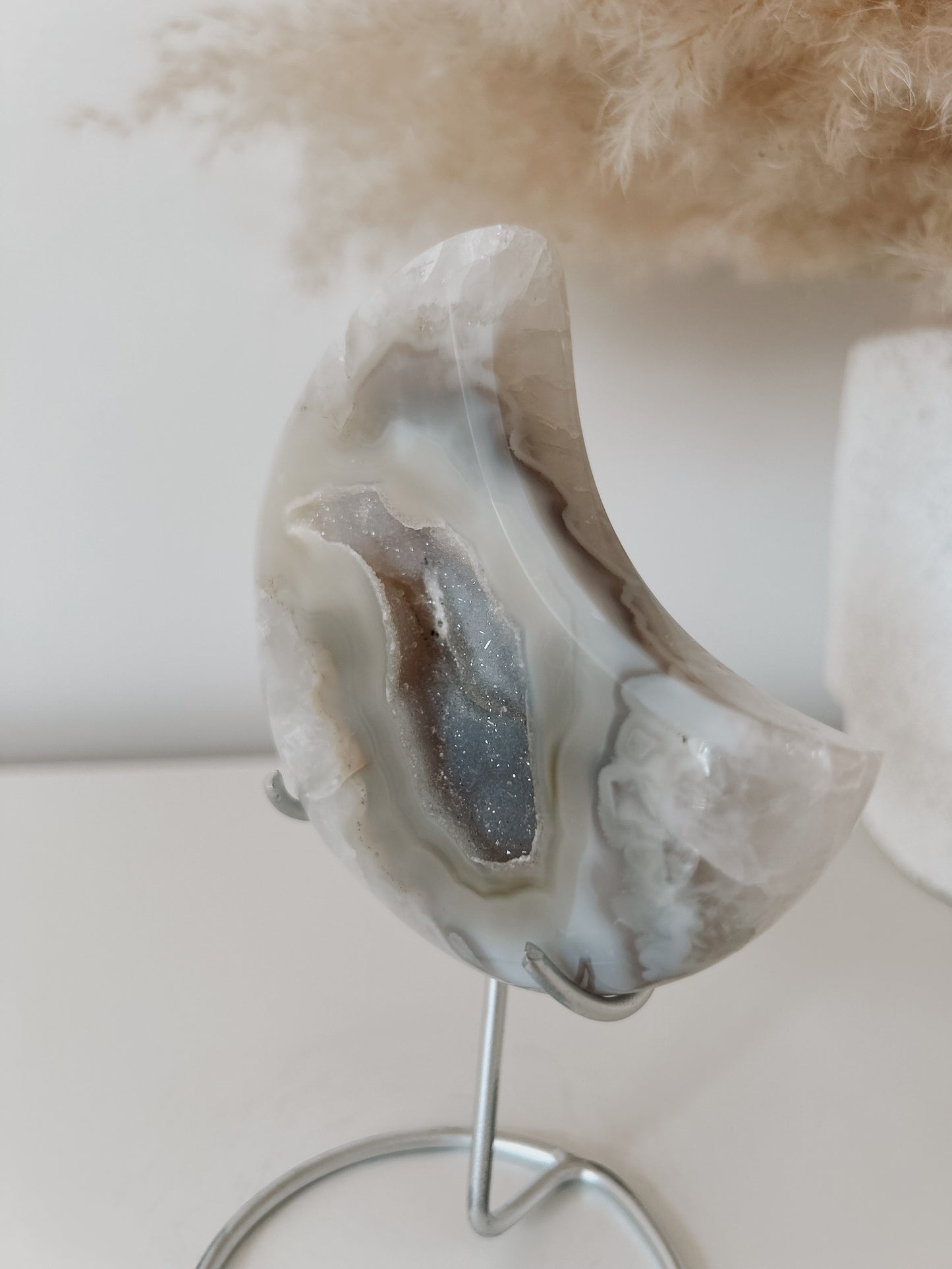 White & Blue Agate Moon