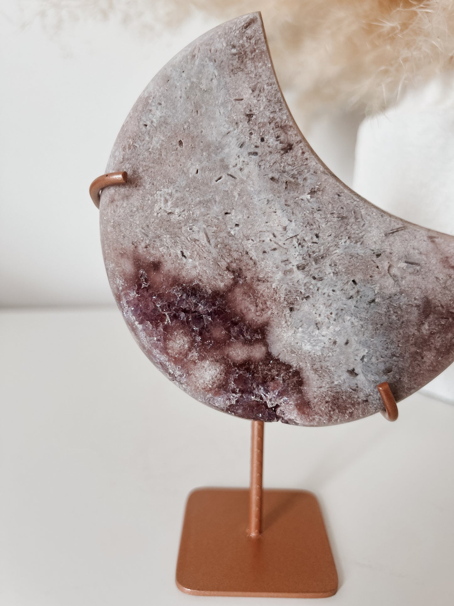 Pink Amethyst Moon on Stand
