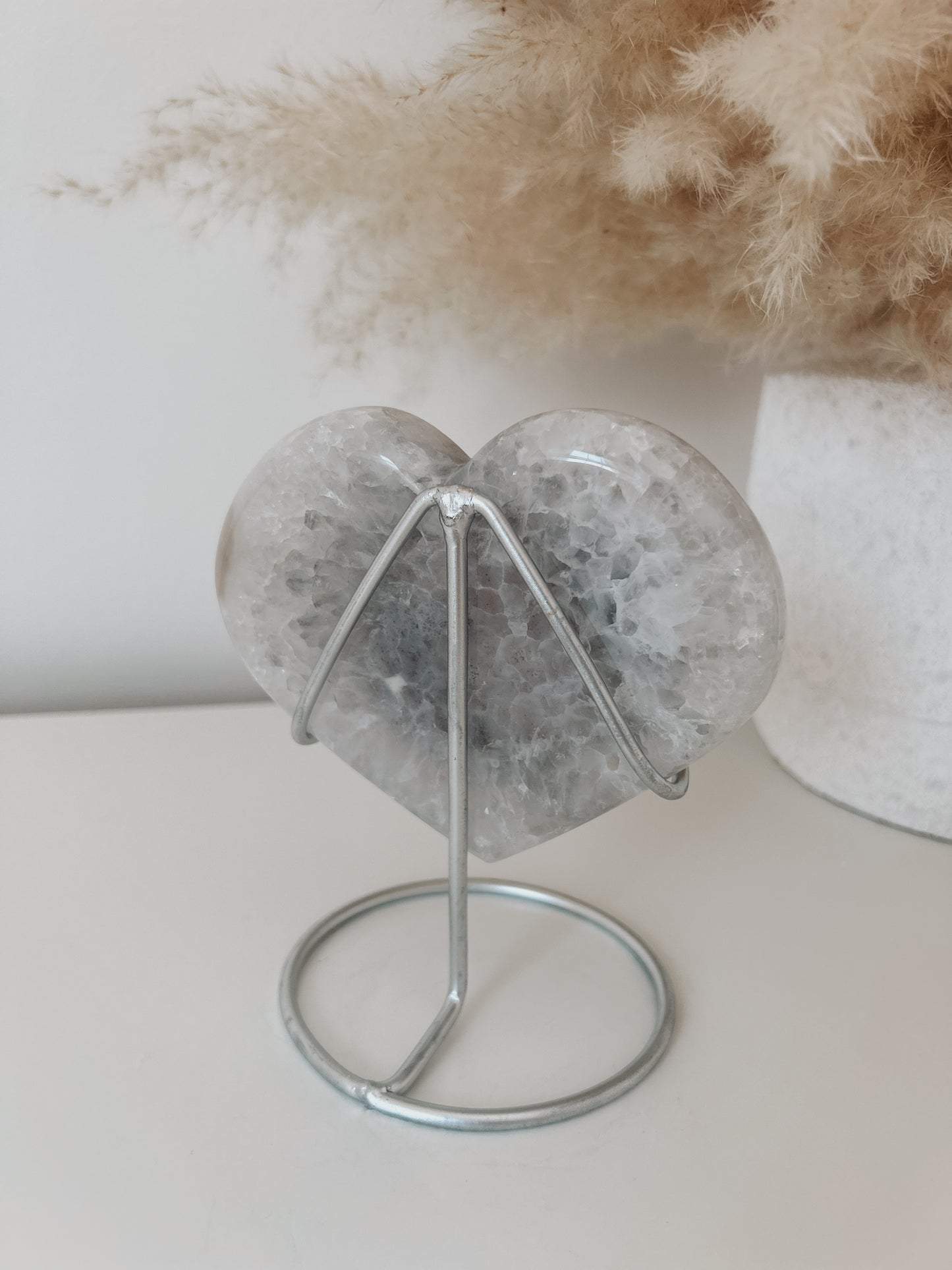White & Mauve Agate Heart