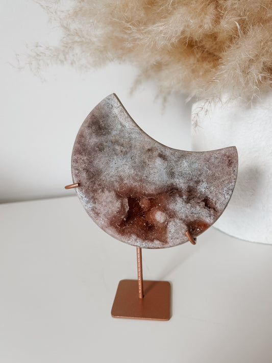Pink Amethyst Moon on Stand