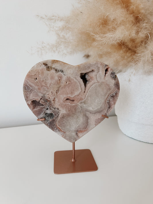 Pink Amethyst Heart on Stand