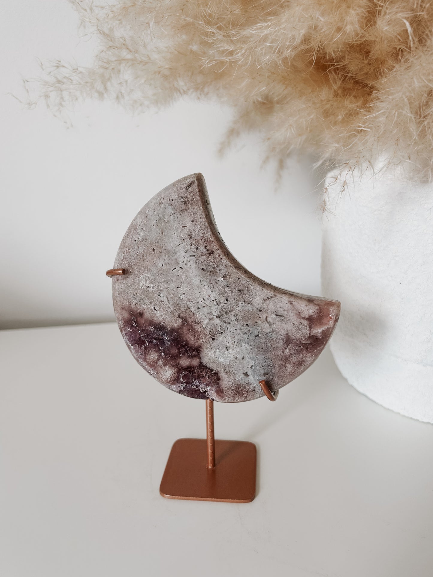 Pink Amethyst Moon on Stand